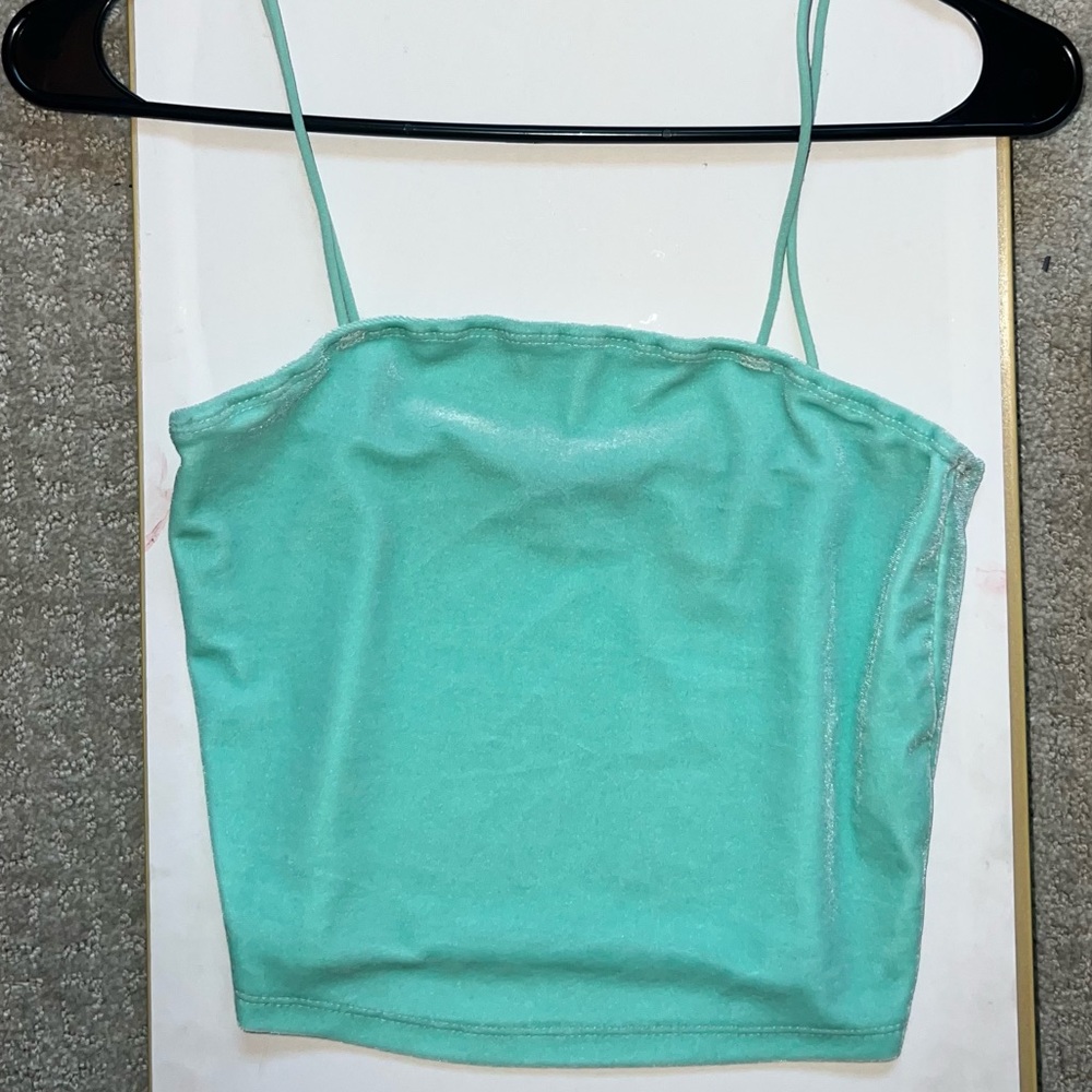 Shein teal velvet crop top